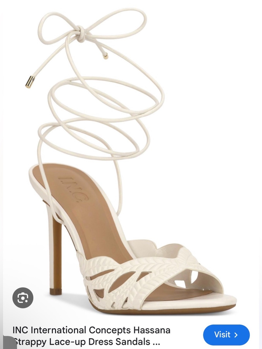 INC International Concepts Hassana White Lace-Up Strappy Dress Sandals Sz 11